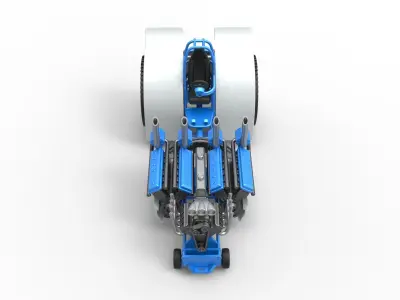 Pulling tractor with V8 and 2 V12 engines Scale 1 to 25 3D print model