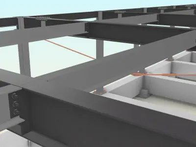 Steel model with Tension braces 3D model