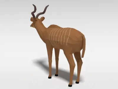 Low Poly Cartoon Greater Kudu Antelope Low-poly 3D model