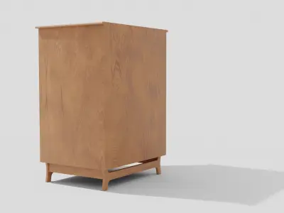 Dresser wooden chest of drawers Low-poly 3D model
