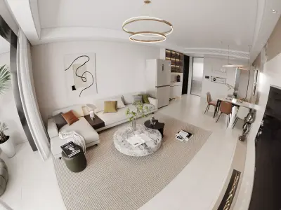 Modern living room dining room interior scenes 317 3D model