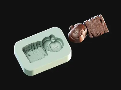 Halloween - Pumpkin with Wood 3D Printable Chocolate Mold 3D print model