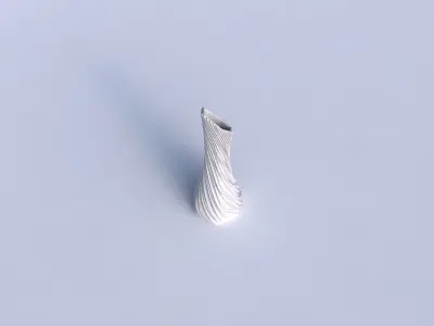 Vase squeezed and bent hexagon with wavy extruded lines 3D print model