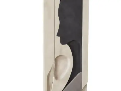 Sculptural Minimalist Wall Art Face Panel Low-poly 3D model
