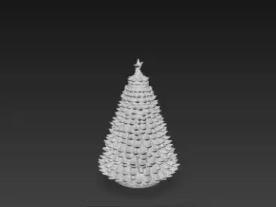 Christmas Tree 3D Model Realistic Happy Christmas Scene 3D print model