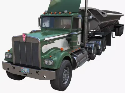 Kenworth W900A sidedump truck Low-poly 3D model