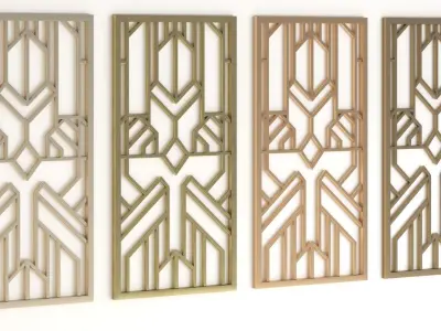 Decorative gold plaster partition screen with geometric pattern 3D model purchase