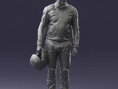Male motorcyclist with a helmet 0091 3D model