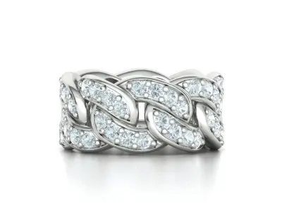 Diamond Cuban Link Ring  Heavy Chain Ring 10mm Wide 5US 6US 3D print model