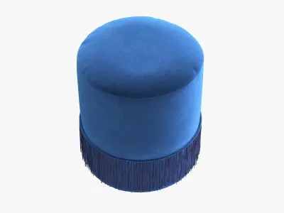 Teddy Velvet Pouf in PinkBlue Low-poly 3D model