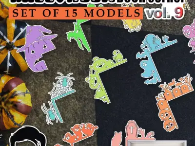 HALLOWEEN DOOR OR WINDOW CORNER SET OF 15 MODELS VOL 9  3D print model