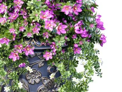 Flowerbed Bouquet Magnolia plant in a classic tall Luxury  vase 3D model