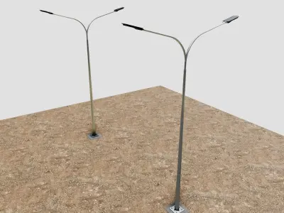 6MT LIGHTING POLE-DOUBLE BENDING ARM 3D model