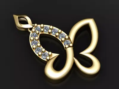 Diamond Butterfly Pendant 3D print model