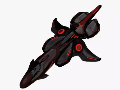 spaceship scout black Low-poly 3D model