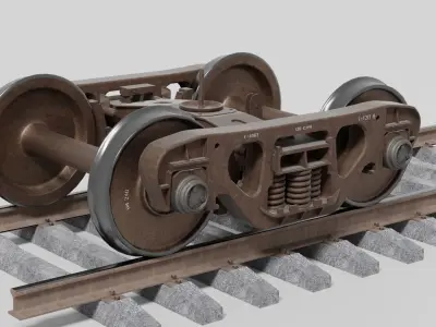 Lowpoly Railway freight Bogie Low-poly 3D model