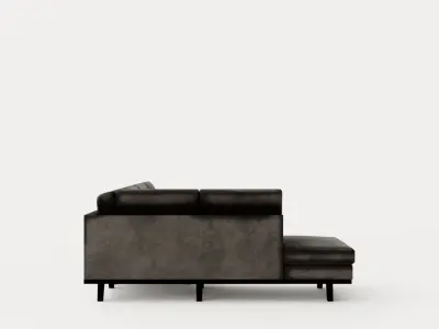 Copenhagen U Sofa Left Velvet Gray Low-poly 3D model