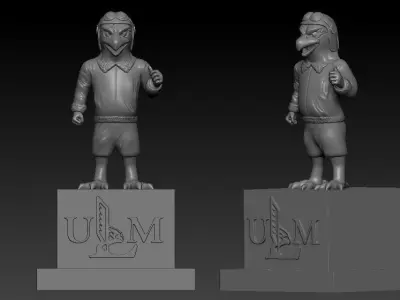 UNIVERSITY OF LOUISIANA AT MONROE MASCOT STATUE - 3D MODEL PRINT 3D print model