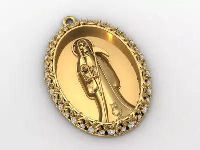  santa muerte holy death small size pendant 3D STL 3DM skull 3D print model