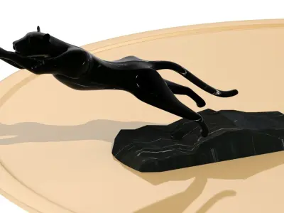 Black panther jumping Texture Black marble Marquina 3D model