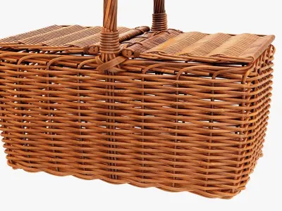 Wicker picnic basket 3D model