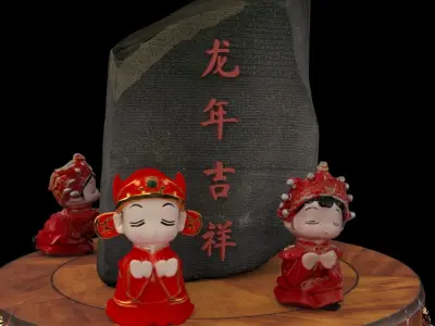 Chinese  wedding doll  figures  3D model