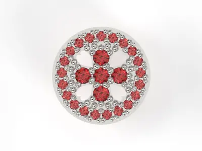 Rounded Charm with Hearts and Gems 3D print model