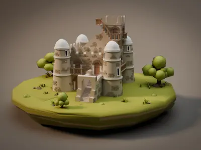 3D Low poly Fasilides Castle 3D model