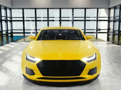 BLENDER EEVEE Brandless Small 4 door sedan Low-poly 3D model