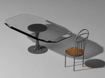Table for family with chair Free 3D model