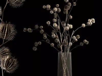 Bouquet Of Dried Flowers From Thorn And branches 3D model