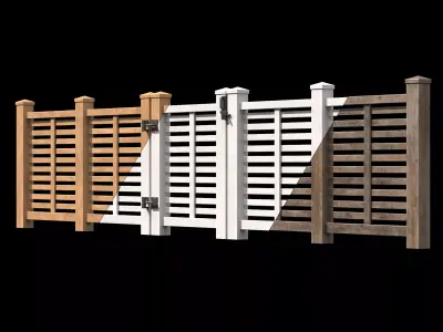 Wooden Fence set PBR 07 Low-poly 3D model