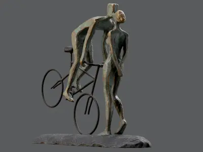 Cyclist In Love Handmade Statue Home Decor Art 3D model