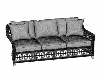 rattan sofa 3D model