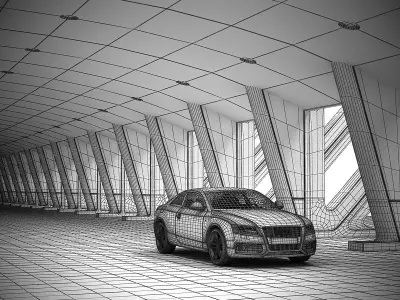 Silver Audi A6 With 18 Inches Rims 3D model