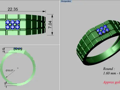 light weight gold diamond rings-C111116SKCH2025979-wt-5-10 3D print model
