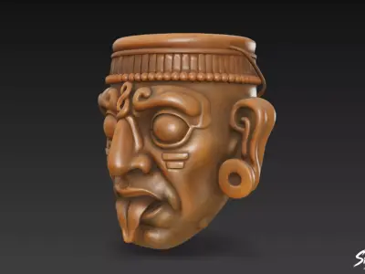 Mask of Kinich Ahau Low-poly 3D model