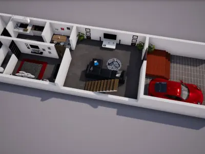 House  123 with aerial views 3D model