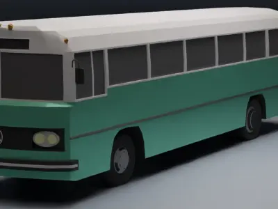 Low Poly Retro Bus Low-poly 3D model