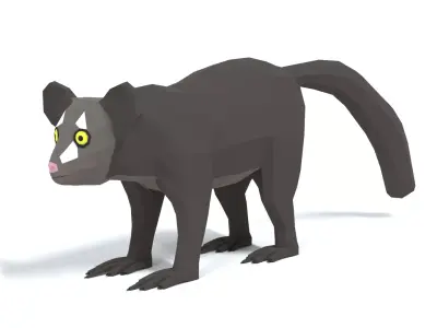 Low Poly Cartoon Aye-Aye Lemur  Low-poly 3D model