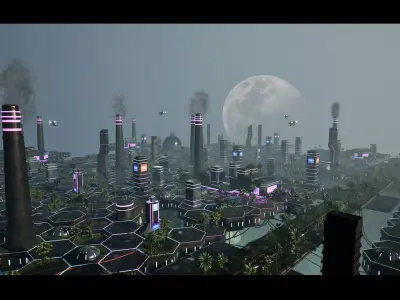 Neo-Cyber Sci-Fi Outpost Unreal Engine Environment Low-poly 3D model