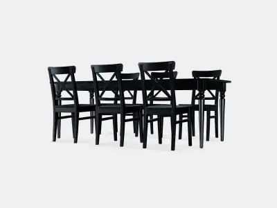 INGATORP - INGOLF table and 6 chairs Low-poly 3D model