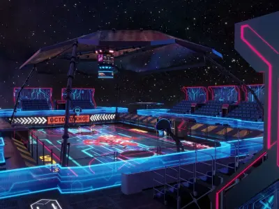 Futuristic  Scifi Space Basketball court 3D model