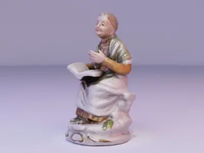 Old woman statue high-poly 3D model