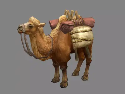 Cartoon pack camel Low-poly 3D model