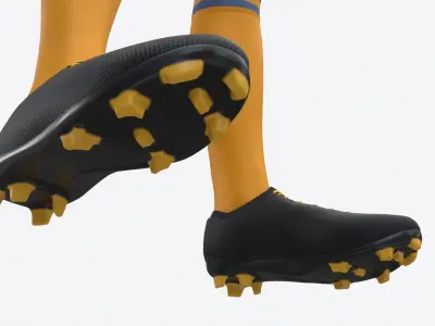 Soccer Uniform with Boots Yellow Stripes 3D model