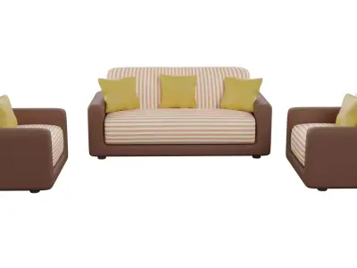Sofa Set 02 Low-poly 3D model