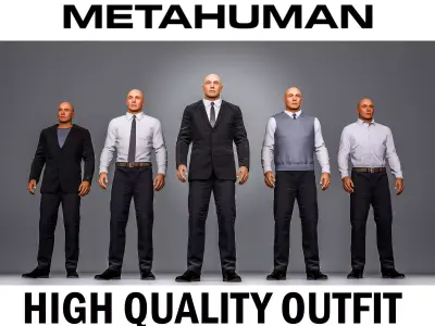 Metahuman High Quality Modular Formal Male Outfit Pack Low-poly 3D model