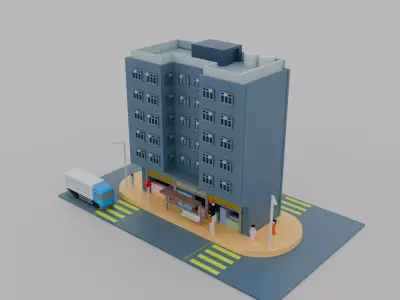 Hong Kong Building Pack 3 Low-poly 3D model