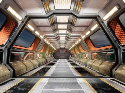 Modular Sci-Fi corridor vol 1 PBR Low-poly 3D model